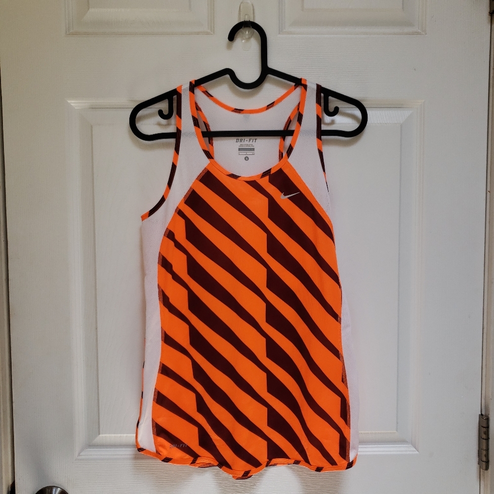 Nike Orange Burgundy White Mesh Dry Fit Racerback Tank Top